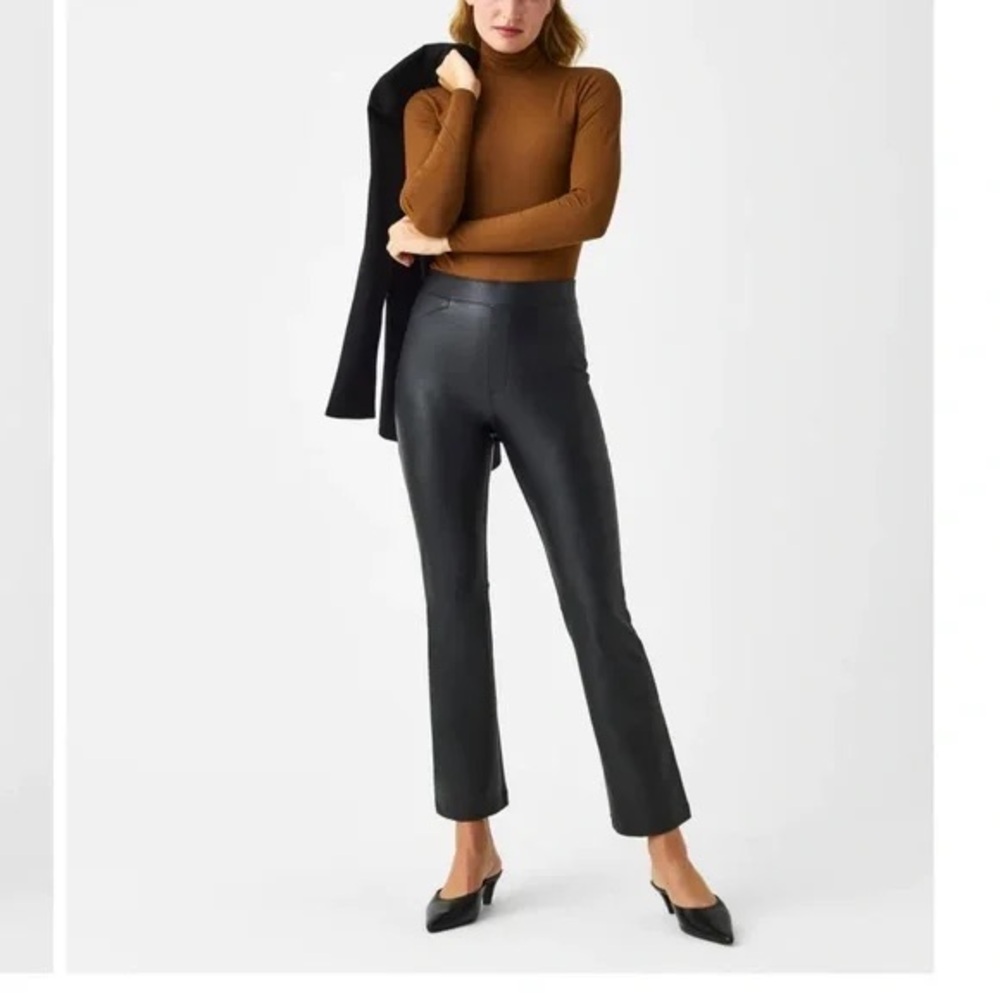 Spanx leather kick crop pants